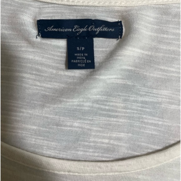 AMERICAN EAGLE Ivory Slouchy Oversized Boho Shirt w/ Lace Sleeves Size Small - Picture 4 of 7